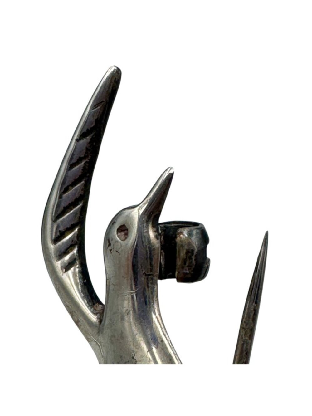 Sterling Silver Seabird Seagull Brooch Pin 1.75" Vintage Flying Bird Signed MG - Picture 6 of 11